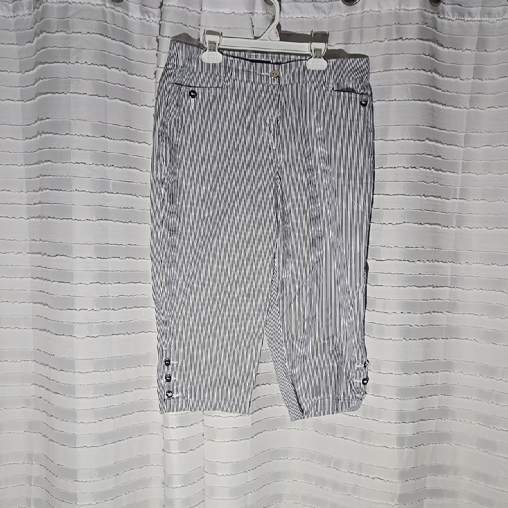 3/$10 Karen Scott Grayish Blue Chinos with Pinstripe Pattern